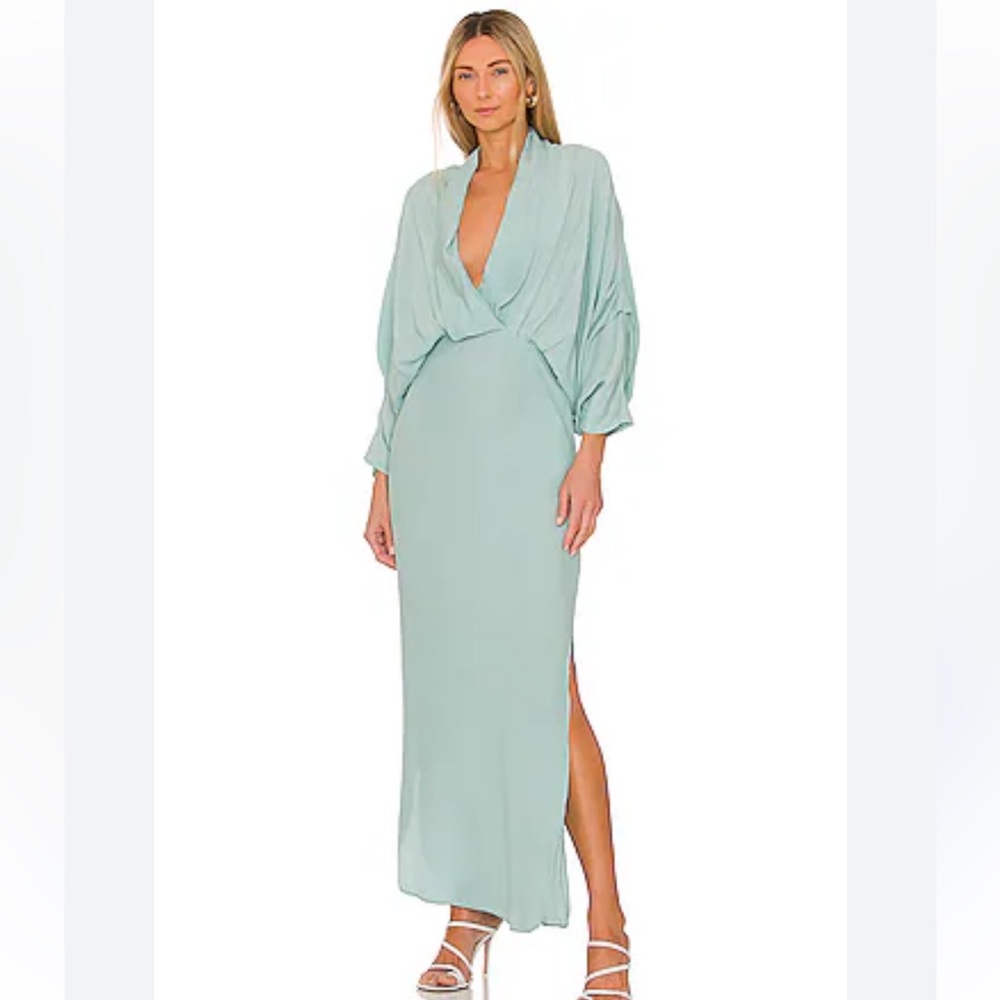 Women’s Maxi Dress in Light Mint - Elegant Deep V Wrap Style